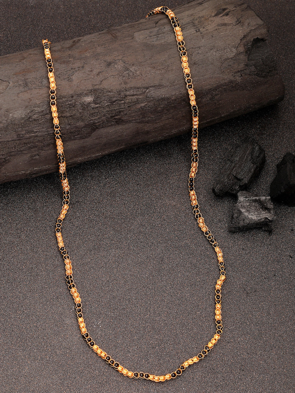 NVR Women's Gold-Polished Artificial Beads Chain