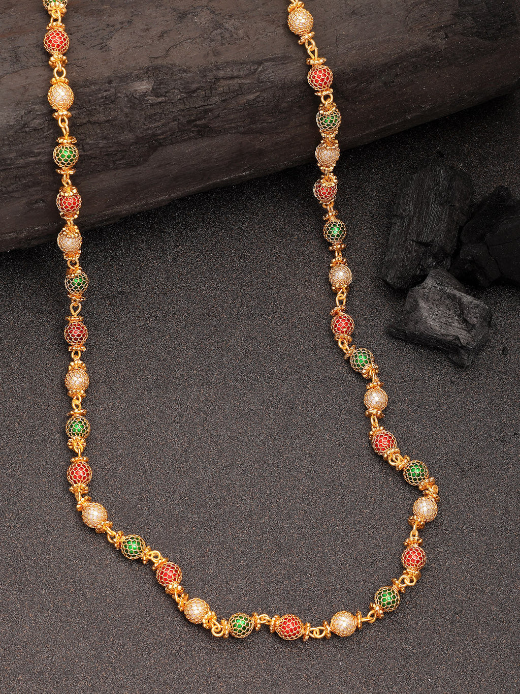 NVR Women's Multi color Gold-Polished Artificial Beads Chain - Distacart