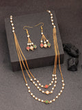 NVR Women's Multi color Gold-Polished Artificial Beads Jewellery Set
