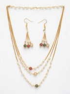 NVR Women's Multi color Gold-Polished Artificial Beads Jewellery Set
