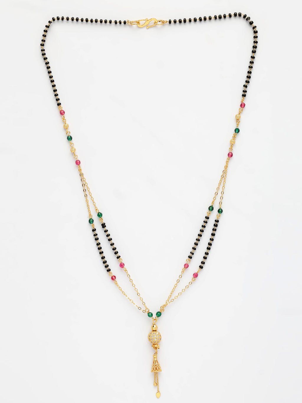 NVR Women's Gold-Polished Artificial Stones Studded & Beaded Mangalsutra - Distacart