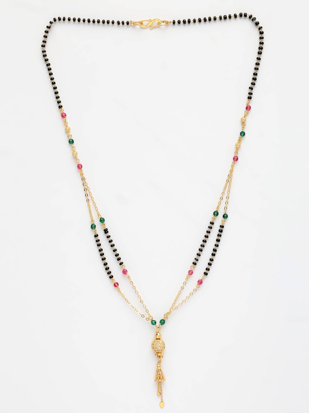 NVR Women's Gold-Polished Artificial Stones Studded & Beaded Mangalsutra - Distacart