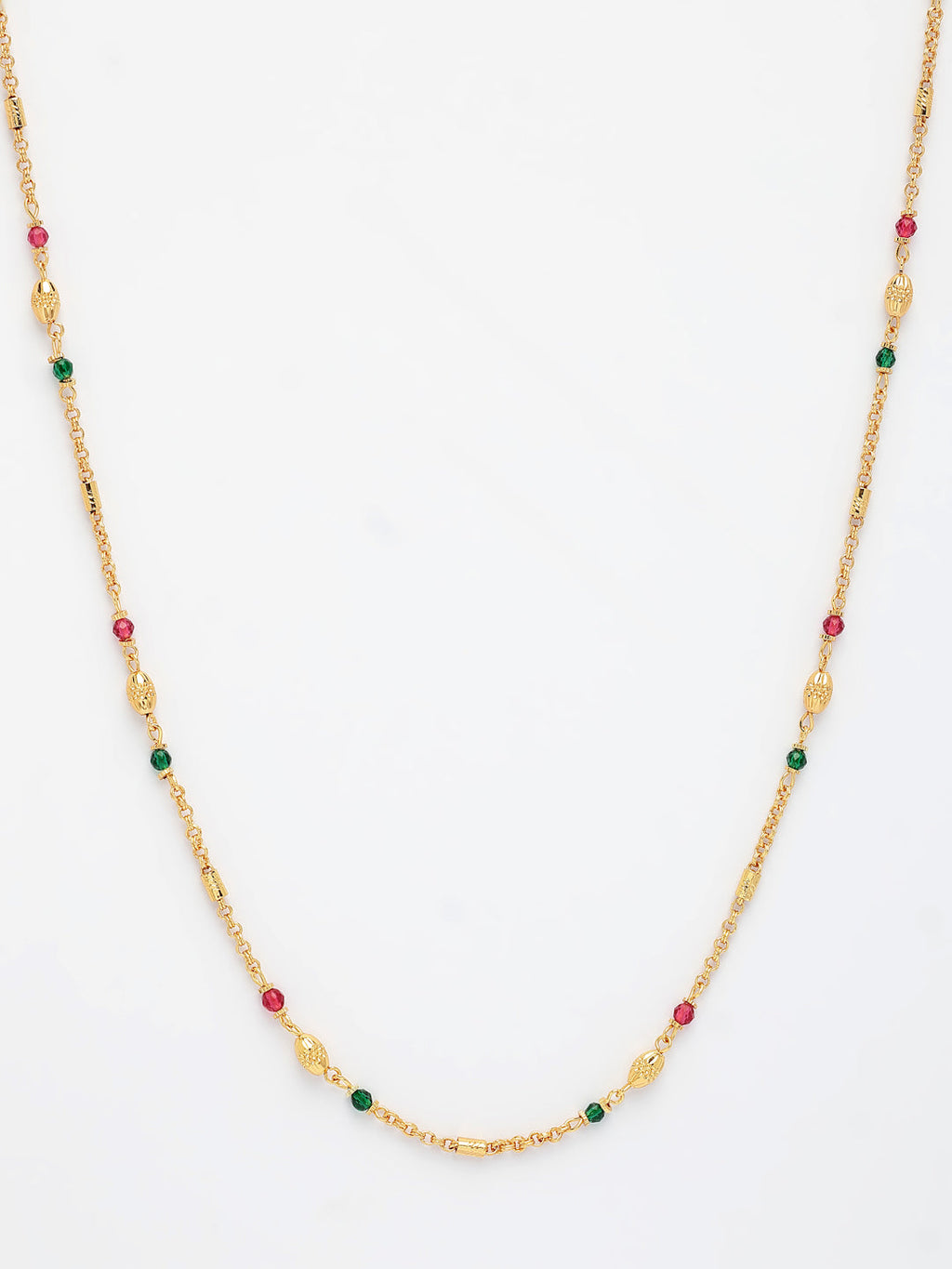 NVR Women's Gold-Polished Artificial Beads Minimal Chain - Distacart
