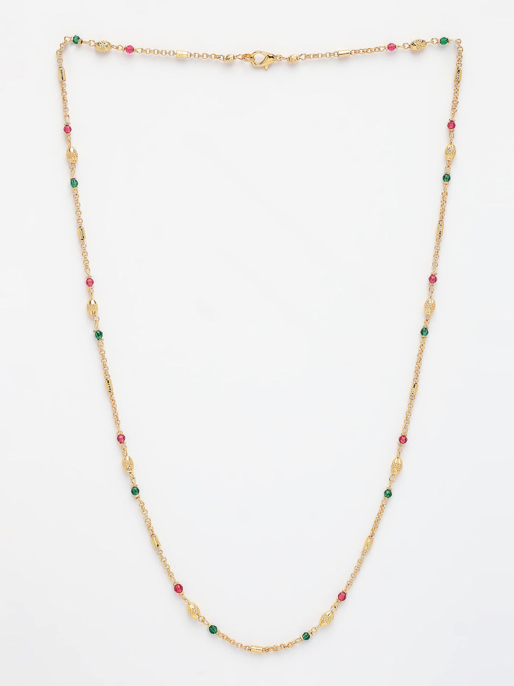NVR Women's Gold-Polished Artificial Beads Minimal Chain - Distacart