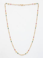 NVR Women's Gold-Polished Artificial Beads Minimal Chain - Distacart
