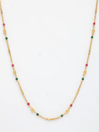 NVR Women's Gold-Polished Artificial Beads Minimal Chain - Distacart