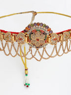 NVR Women's Gold-Polished Cubic Zirconia Stone Studded Rajputi Choker Necklace