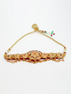 NVR Women's Gold-Polished Cubic Zirconia Stone Studded Rajputi Choker Necklace