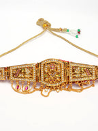 NVR Women's Gold-Polished Cubic Zirconia Stone Studded Rajputi Choker Necklace