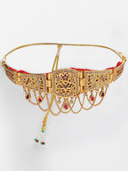 NVR Women's Gold-Polished Cubic Zirconia Stone Studded Rajputi Choker Necklace