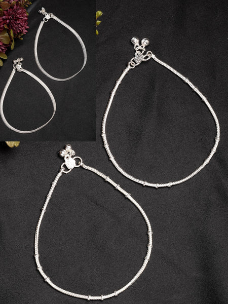 NVR Women's Pair of 2 Silver-Plated Anklets
