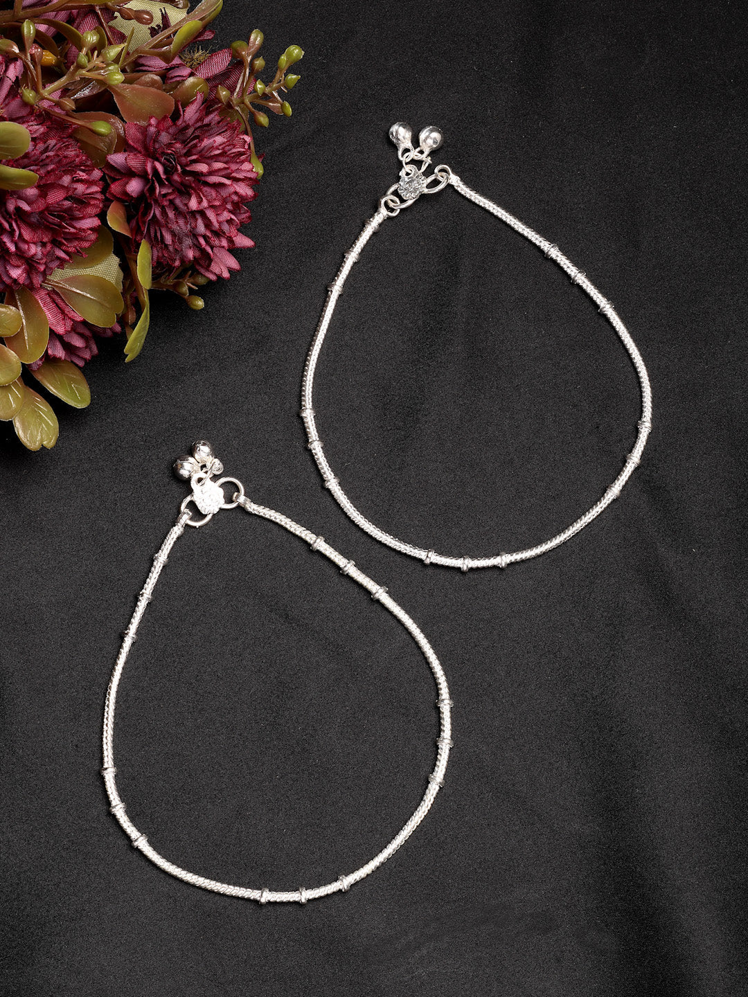 NVR Women's Pair of 2 Silver-Plated Anklets - Distacart