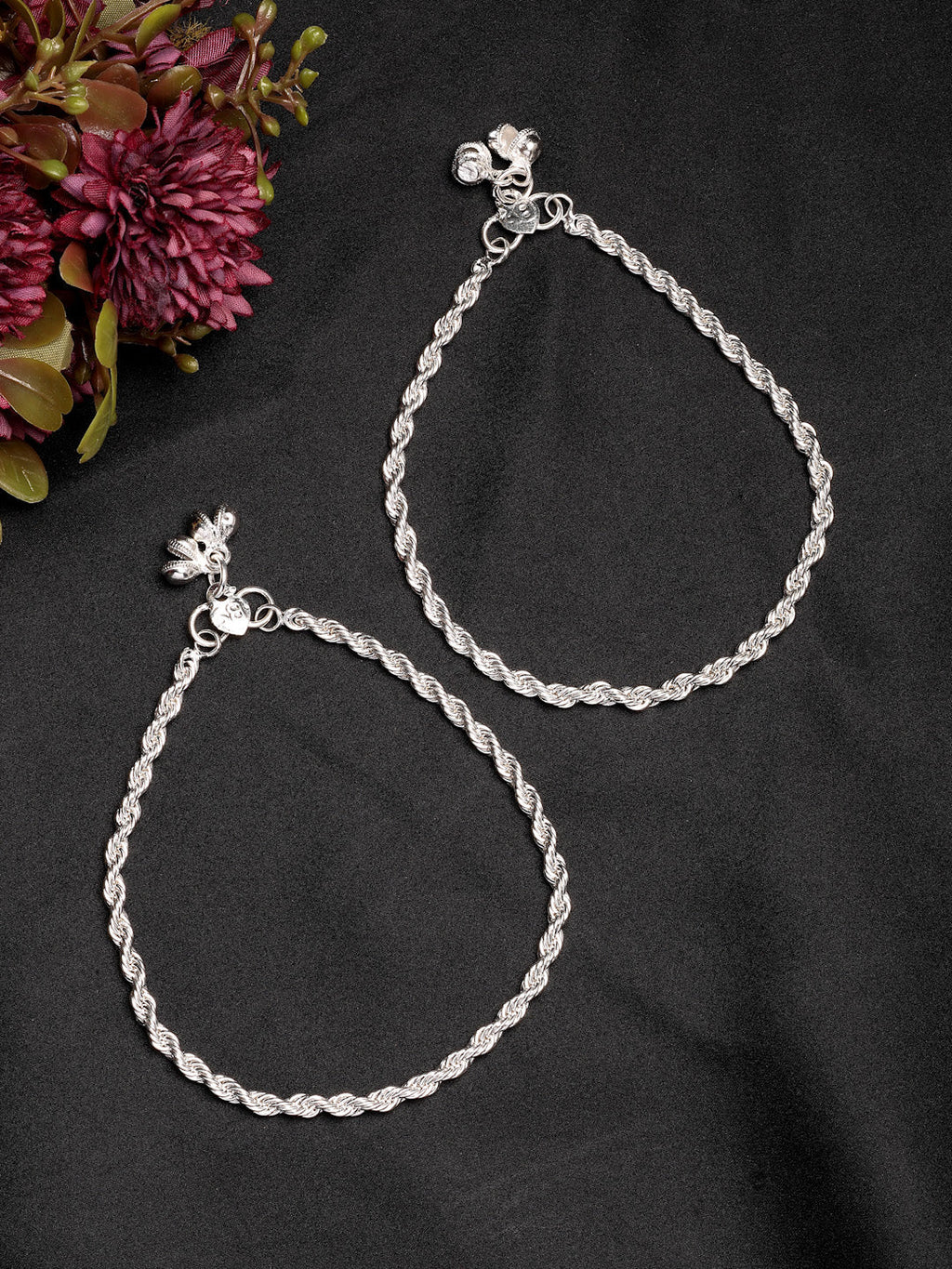 NVR Women's Pair of 2 Silver-Plated Anklets - Distacart
