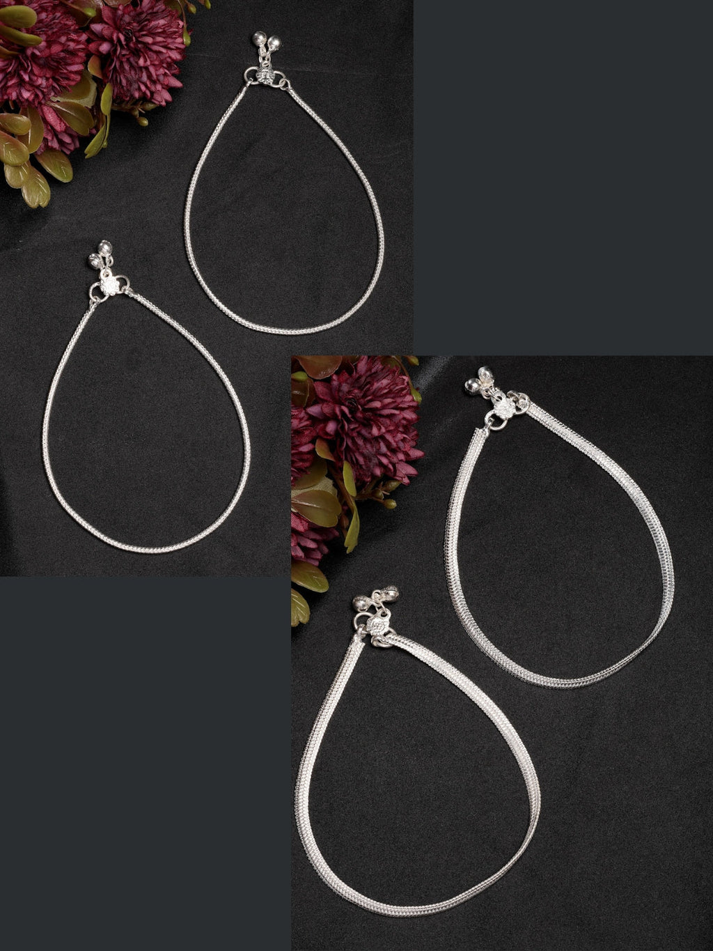 NVR Women's Pair of 2 Silver-Plated Anklets - Distacart