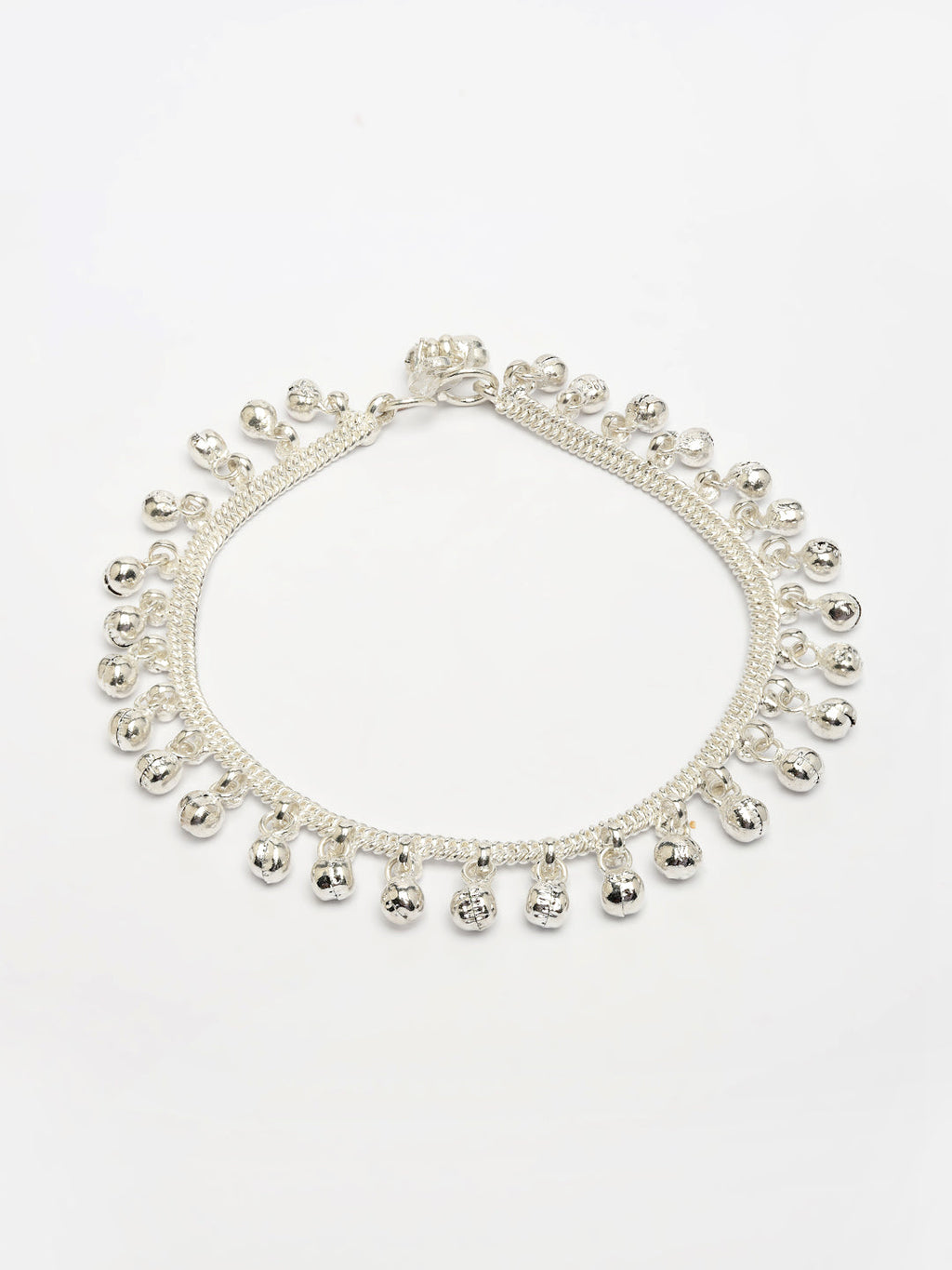 NVR Women's Set of 2 Silver-Plated Ghungroo-Beaded Anklets