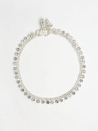 NVR Women's Set of 2 Silver-Plated Artificial Stone Studded Anklets - Distacart