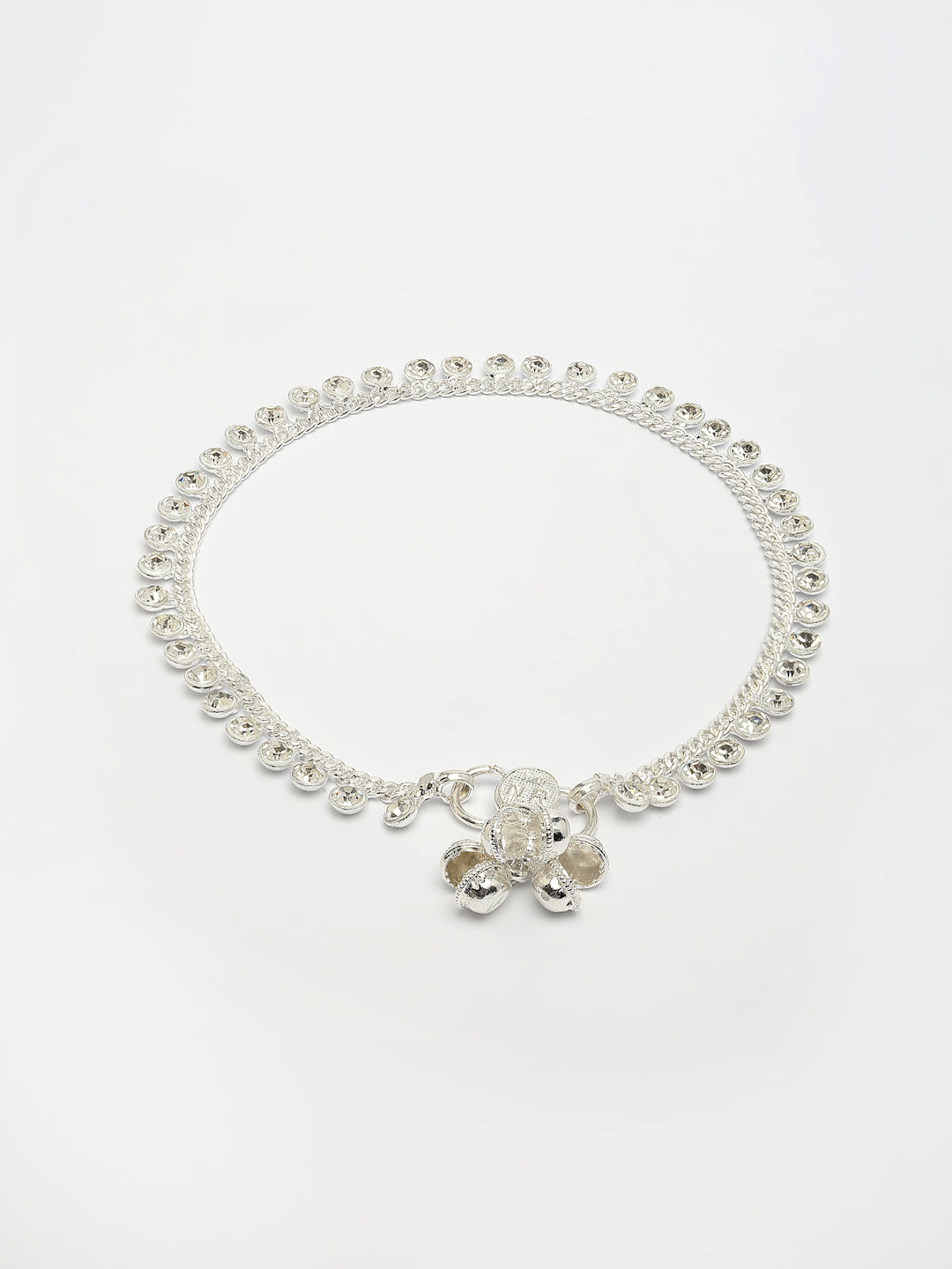 NVR Women's Set of 2 Silver-Plated Artificial Stone Studded Anklets - Distacart