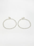 NVR Women's Set of 2 Silver-Plated Artificial Stone Studded Anklets - Distacart