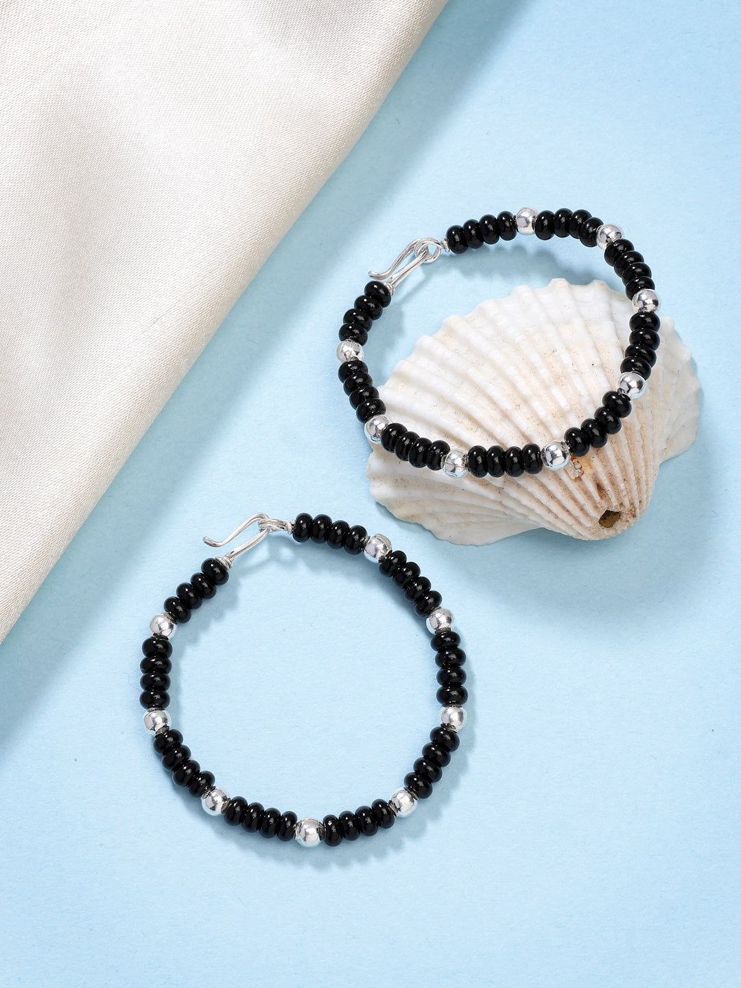 NVR Kids Pair of 2 Rhodium-Plated Artificial Beads Nazariya Kada Bracelet - Distacart