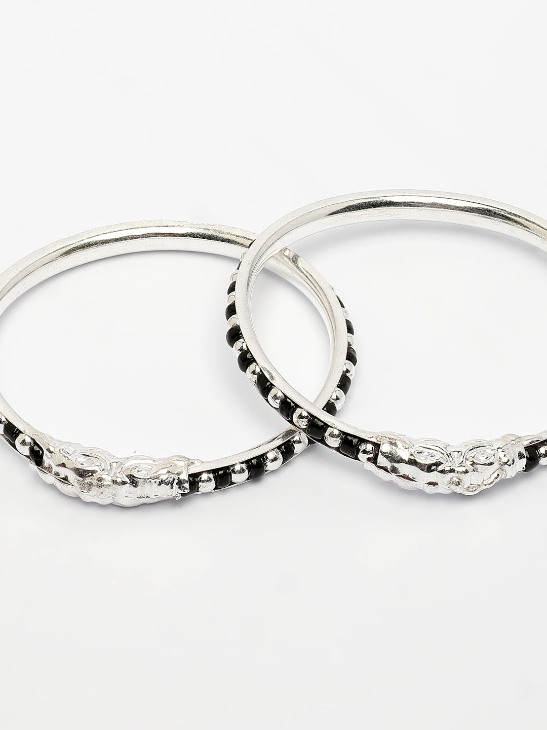 NVR Kids Pair of 3 Rhodium-Plated Artificial Beads Nazariya Kada Bracelet - Distacart