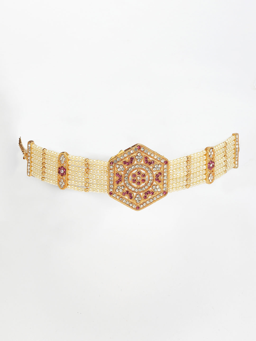NVR Women's Gold-Polished Cubic Zirconia Stone Studded Link Bracelet - Distacart