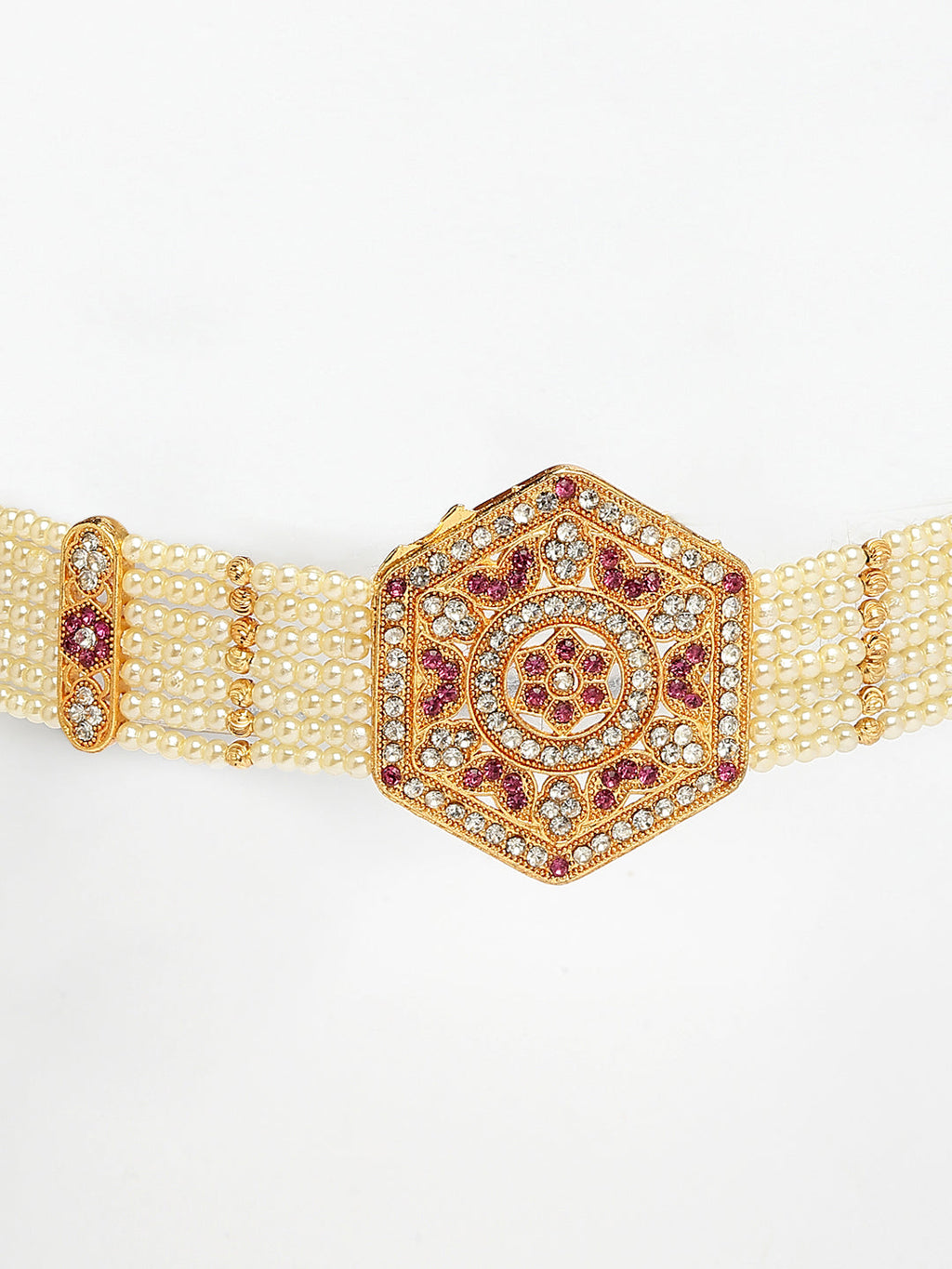 NVR Women's Gold-Polished Cubic Zirconia Stone Studded Link Bracelet - Distacart
