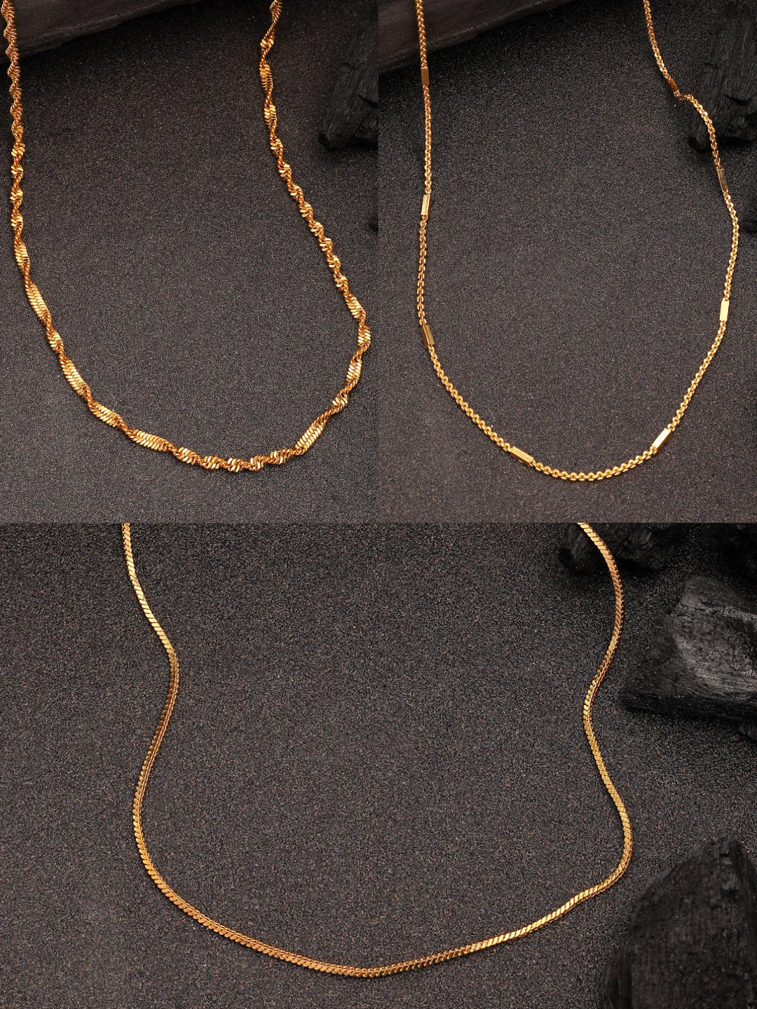 NVR Women's Set of 3 Gold-Polished Minimal Chain