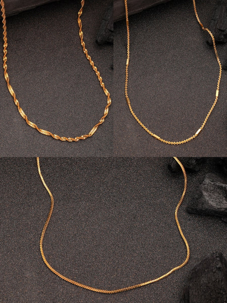 NVR Women's Set of 3 Gold-Polished Minimal Chain