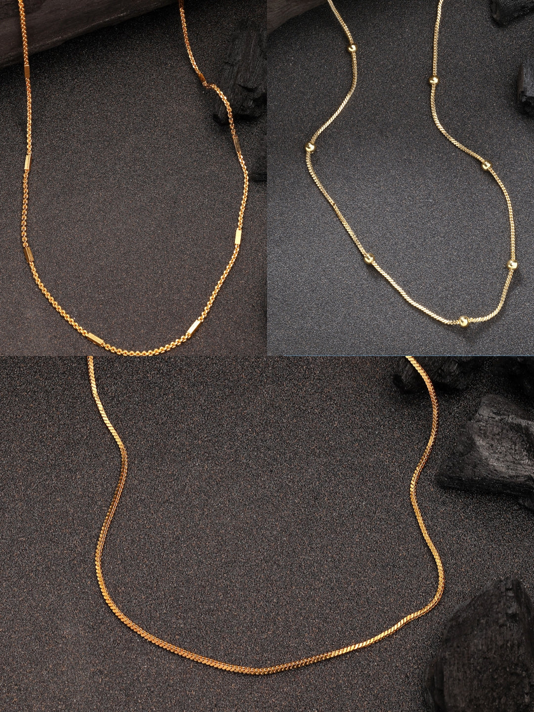 NVR Women's Set of 3 Gold-Polished Minimal Chain