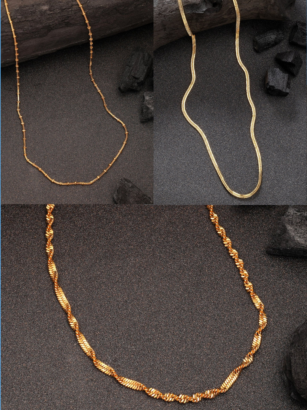 NVR Women's Set of 3 Gold-Polished Minimal Chain