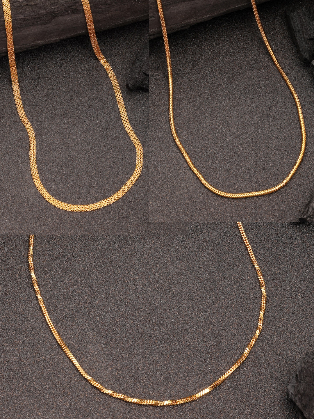 NVR Women's Set of 3 Gold-Polished Minimal Chain