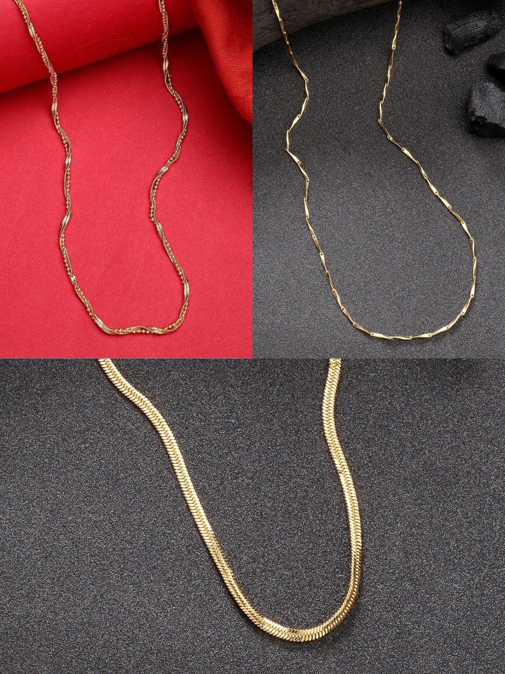 NVR Women's Set of 3 Gold-Polished Minimal Chain