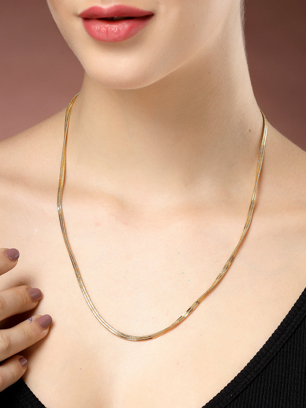 NVR Women's Set of 3 Gold-Polished Minimal Chain
