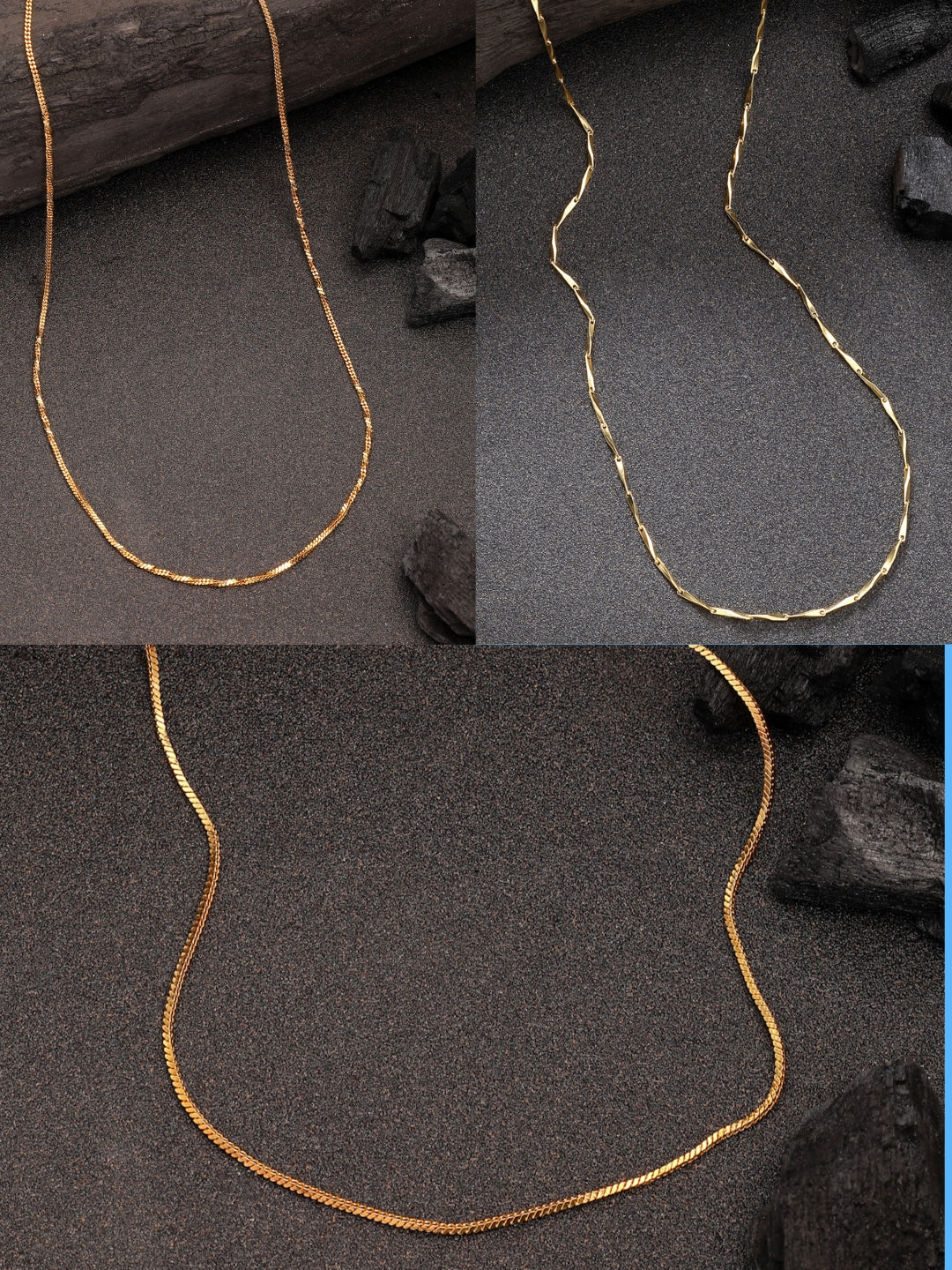 NVR Women's Set of 3 Gold-Polished Minimal Chain