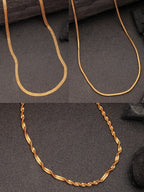 NVR Women's Set of 3 Gold-Polished Minimal Chain