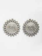 NVR Women Silver Plated Oxidized Circular Shape Stud Earrings - Distacart