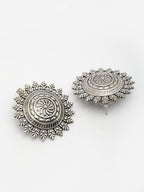 NVR Women Silver Plated Oxidized Circular Shape Stud Earrings - Distacart