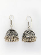 NVR Women German Silver Oxidized Floral Design Jhumka Earrings - Distacart