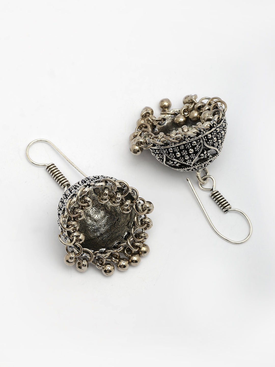 NVR Women German Silver Oxidized Floral Design Jhumka Earrings - Distacart