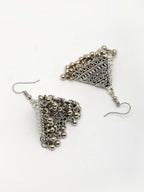NVR Women's Triangular Shaped Hook Silver Plating Oxidized Jhumka Earrings - Distacart