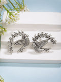 NVR Women Silver Toned Oxidized Pigeon Design Drop Earrings - Distacart