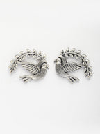 NVR Women Silver Toned Oxidized Pigeon Design Drop Earrings - Distacart