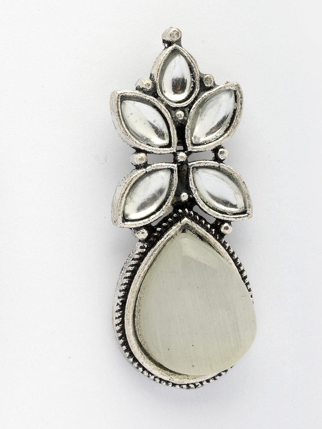 NVR Women White Artificial Stones Silver Plated Drop Earrings - Distacart