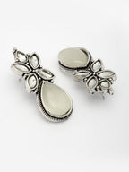 NVR Women White Artificial Stones Silver Plated Drop Earrings - Distacart
