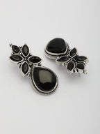 NVR Women Black Artificial Stones Silver Plated Drop Earrings - Distacart