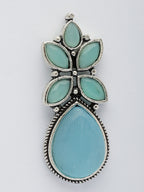 NVR Women Blue Artificial Stones Silver Plated Drop Earrings - Distacart