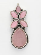 NVR Women Pink Artificial Stones Silver Plated Drop Earrings - Distacart