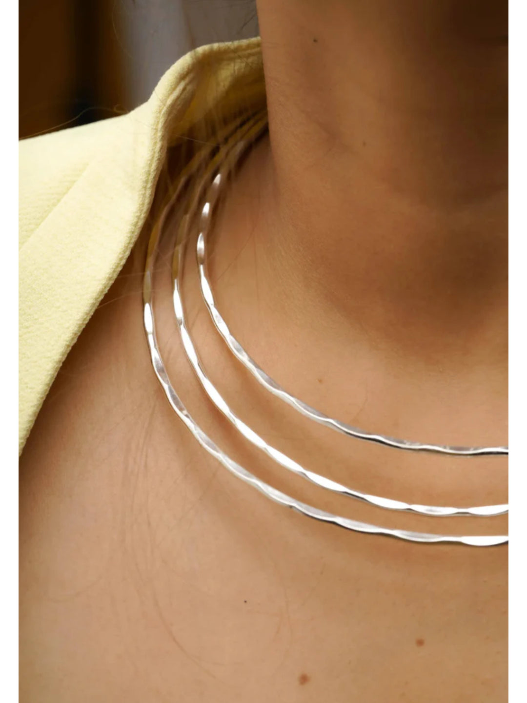 NVR Women 3 Layers Oxidized Silver-Plated Statement Choker Necklace