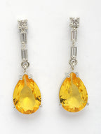 NVR Women's Silver-Plated Yellow American Diamond-Studded Handcrafted Jewellery Set