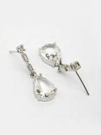 NVR Women's Silver-Plated White American Diamond-Studded Handcrafted Jewellery Set